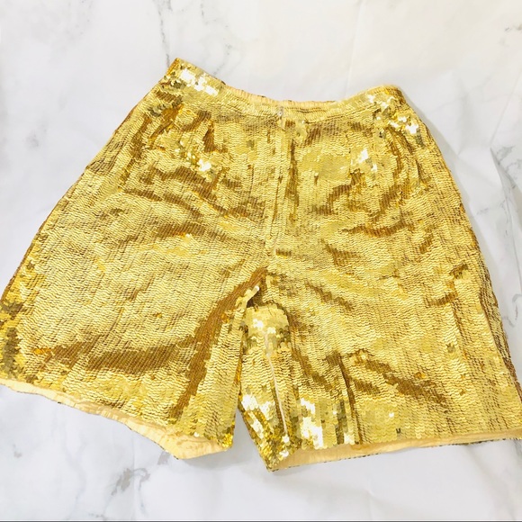 gold sequin high waisted shorts